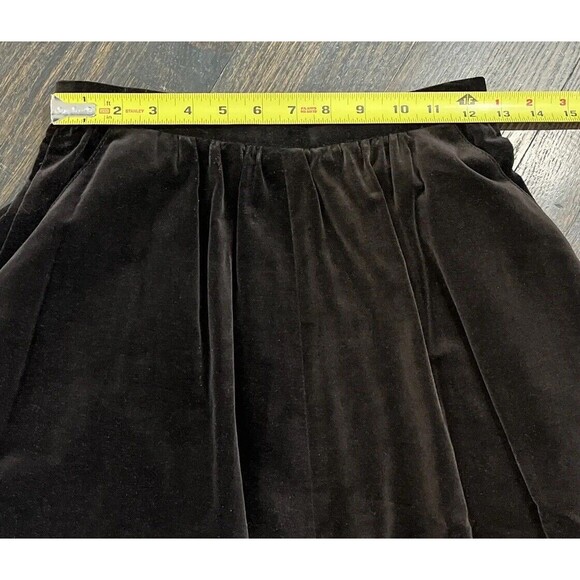 VINTAGE Patty Woodard Skirt Women’s Small Velvet Pleated Dark Brown MIDI Pockets - Picture 8 of 10